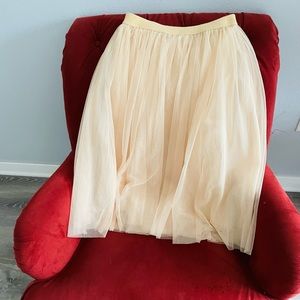 Anthropologie Cream Midi Skirt
